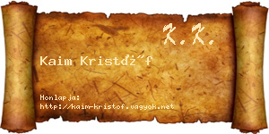 Kaim Kristóf névjegykártya